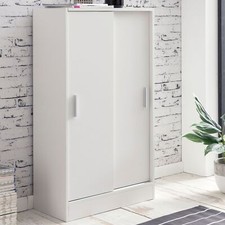 FineBuy Cassettiera Armadio ad Ante Scorrevoli Ufficio Portadocumenti Credenza Larghezza 60 cm Bianco