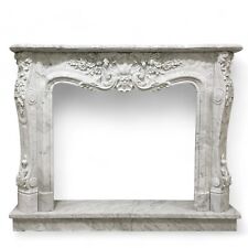 Cornice Camino Camino Decorato Luigi XVI Marmo di Carrara Mantel Fireplace L150