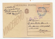 VV524-CART.POSTALE VINCEREMO CON FRANC.RICOPERTI SICILIA AMGOT