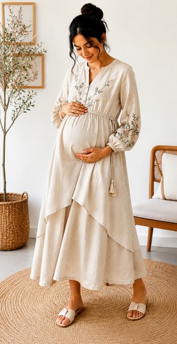 Maxi abito premaman lino - premaman,
