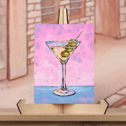 Dirty martini dipinto olio - martini,