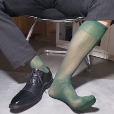 Calze uomo seta a righe calze al ginocchio trasparenti elasticizzate abito formale