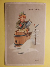 Illustratore Bonfanti - Buon Anno - Bimbo che suona la fisarmonica.