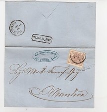 STORIA POSTALE 1857 LOMBARDO VENETO C.30 CARTA A MACCHINA VENEZIA 14/1 Z/6634