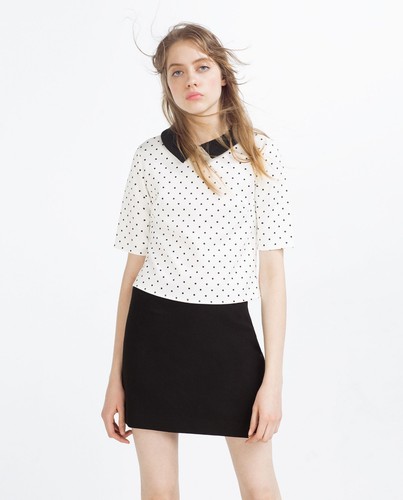 Top donna zara bianco nero - top,