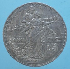 VITTORIO EMANUELE III 5 LIRE 1911 CINQUANTENARIO MONETE DA COLLEZIONE ARGENTO
