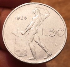 50 Lire 1954, Italia