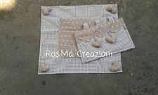 Set Copriforno e Coprifornelli Imbottito Fantasia Cuore Shabby Chic Fatto a Mano
