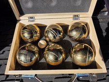 Set palline bocce bocce cromate vintage con custodia in legno