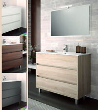 ARREDO BAGNO MOBILE 100 MODERNO LEGNO LAVABO CERAMICA SPECCHIERA LAMPADA DESIGN
