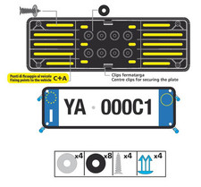 PORTATARGA PER AUTO ANTERIORE IN ABS TARGA NERO UNIVERSALE LAMPA