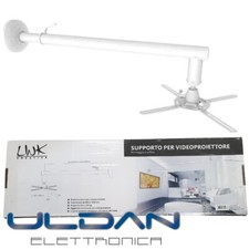 STAFFA VIDEO PROIETTORE ESTENSIBILE 82-120cm ROTAZIONE 360 BIANCO UNIVERSALE