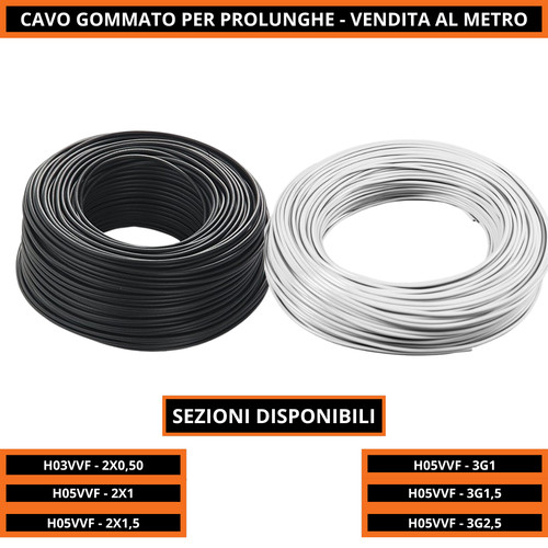 Cavo gommato bianco nero - cavo, bianco-nero