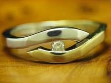 14kt 585 Bicolore Oro Anello Con Brillante Solitario Ricoperto/Diamante/4,1g/