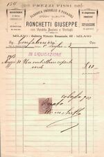 Fattura Commerciale Milano Ronchetti Giuseppe Fabbrica Ombrelli parasole 1903