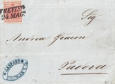 Lombardo Veneto N°2 lettere da Treviso annulli stampatello dritto inclinato