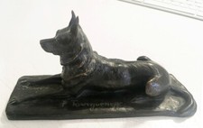 Antica scultura in bronzo di Pierre Tourgueneff Pastore tedesco/German shepherd 