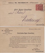 # FIRENZE 1882 testatina DITTA M. MOZZON  ALLA  PRETURA DI VIADANA