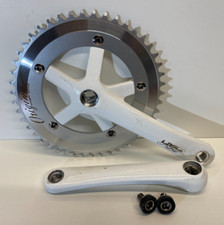 Guarnitura LASCO Pista/Single-Speed bianca 46T - pedivelle da 165  mm. - 1370