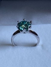 Anello Solitario argento MOISSANITE  (no DIAMANTE) 2 CT  8 mm  D VVS1 misura 8