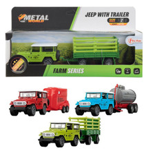 Auto Jeep con Rimorchio Modellino in Metallo Scala 1:35-1:50 Farm Serie