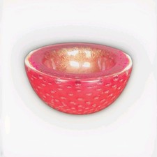 Ciotola in vetro rosso "Buccillante" Mid-Century moderna Barovier & Toso Murano senza etichetta