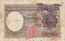 Italy 25 Lire Banknote