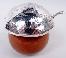 Barattolo Figural Funghi Buccellati Murano In Argento Sterling Italiano Vetro