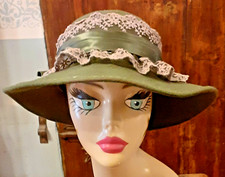 Cappello invernale  vintage anni'90  boho retrò shabby verde militare