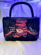 Borsa stregatto Cheshire Cat Alice Nel Paese Delle Meraviglie Hand Made Dipinta