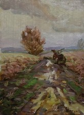 Paesaggio Campo Autunno Antico