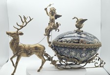 Ciotola bronzo porcellana stile liberty ciotola ornamentale slitta angelo renna cervo 314