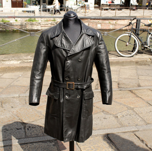 Trench pelle vintage - pelle,