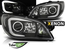 Coppia di Fari Lenticolari per Subaru Impreza 2 II GD 2006-2007 LED Tube Neri D2