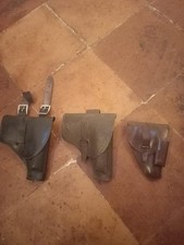 Lotto di vecchie 3 fondine in cuoio per pistole
