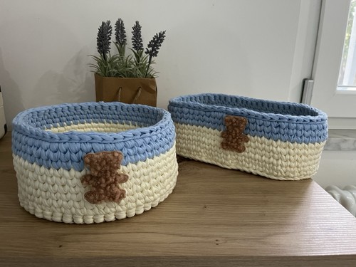 Set cestini uncinetto nascita - uncinetto,