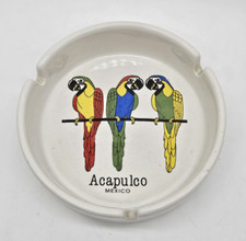 Posacenere vintage in ceramica Acapulco pappagalli design rotondo