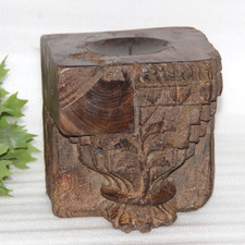 1850’S Antico Wooden Intagliato a Mano Colonna Basamento Portacandele Appeso