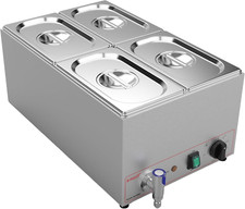 Commercial Bain Marie Buffet Scaldavivande in Acciaio Inox 4 Sezioni 15L Tavolo 