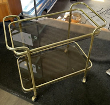 Elegante Carrello Bar Mid Century Anni 50 60 Oro Ottone Vetro