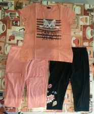 lotto 81b - stock 2 pantaloni + maglietta rosa bimba bambina 7-8 anni