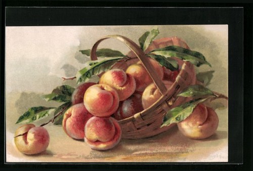 Cesto natura morta con - , pesche