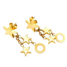 Orecchini Bimba Stelle Pendenti Oro 18kt - Oro Rigenerato