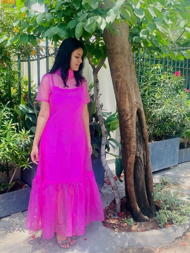Rosa organza maxi abito - rosa,
