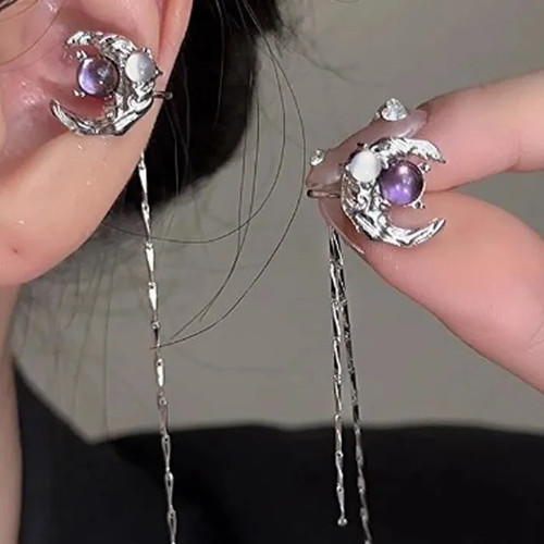 Orecchini clip nappa luna - orecchini,