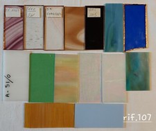 15 TESSERE VETRO ARTISTICO-CREAZIONI MOSAICO/TIFFANY mis.varie-Rif.107