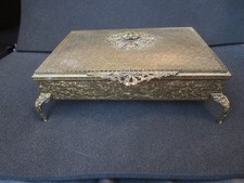 Portagioie vintage GLOBE placcato oro 24 carati design floreale dorato francese