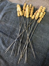 SPIEDI VINTAGE IN FERRO MANICO IN LEGNO PER BARBECUE FORNACETTA CARNE VERDURA