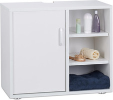 Mobile Sotto-Lavabo, Mobiletto per Lavandino Bagno, 3 Ripiani, Armadietto, Anta 