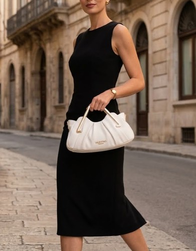 Borsa donna off white - white, manico